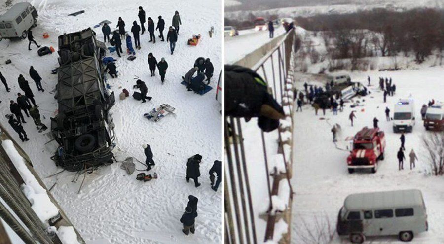 Al menos 19 muertos en Rusia tras caer un autobús sobre un río congelado