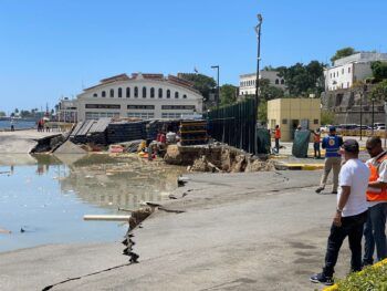Se hunde una parte del muelle de la terminal Don Diego, Puerto de San Soucí
