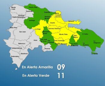 Ya son 9 las provincias en alerta amarilla por aguaceros