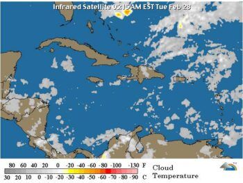 Viento del este podría provocar lluvias en algunos puntos del país