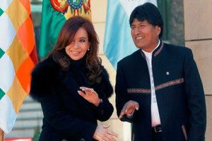 Cristinia Fernandez y Evo Morales