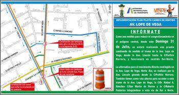 AMET hará prueba cambiando de sentido el tramo de la avenida Lope de Vega