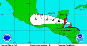 Posible trayectoria de Earl (Centro Nacional de Huracanes)