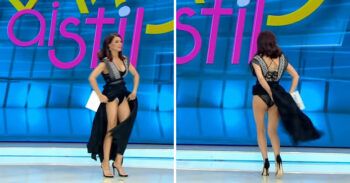 (Vídeo) presentadora se levanta la falda en vivo por culpa de una araña