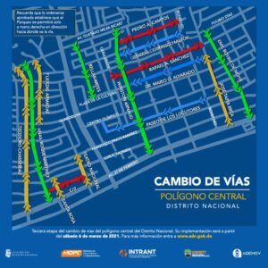 Este sábado autoridades cambiarán de sentido a 15 calles del Distrito Nacional