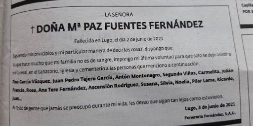 Deja un listado de quienes pueden estar en su funeral