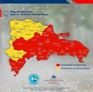 Ya son 20 las provincias en alerta roja por Grace