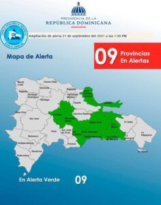Nueve provincias en alerta verde por tormenta Peter
