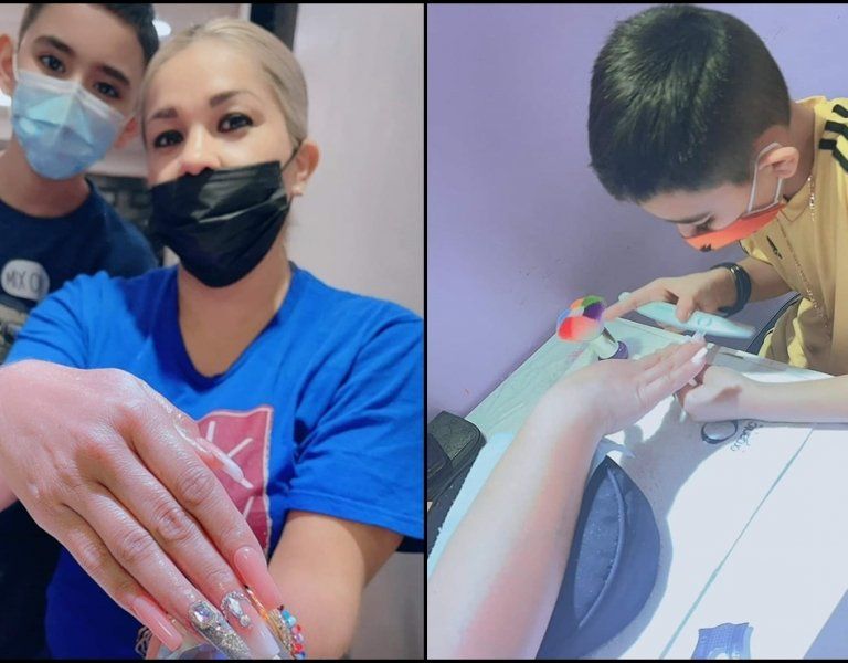 Niño de 9 años pone uñas acrílicas para pagar la operación de su hermano