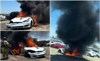Tesla se incendia por completo 
