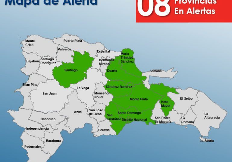 Emiten Alerta Verde para 8 provincias por vaguada