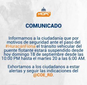 Autoridades cierran puente flotante sobre el Río Ozama