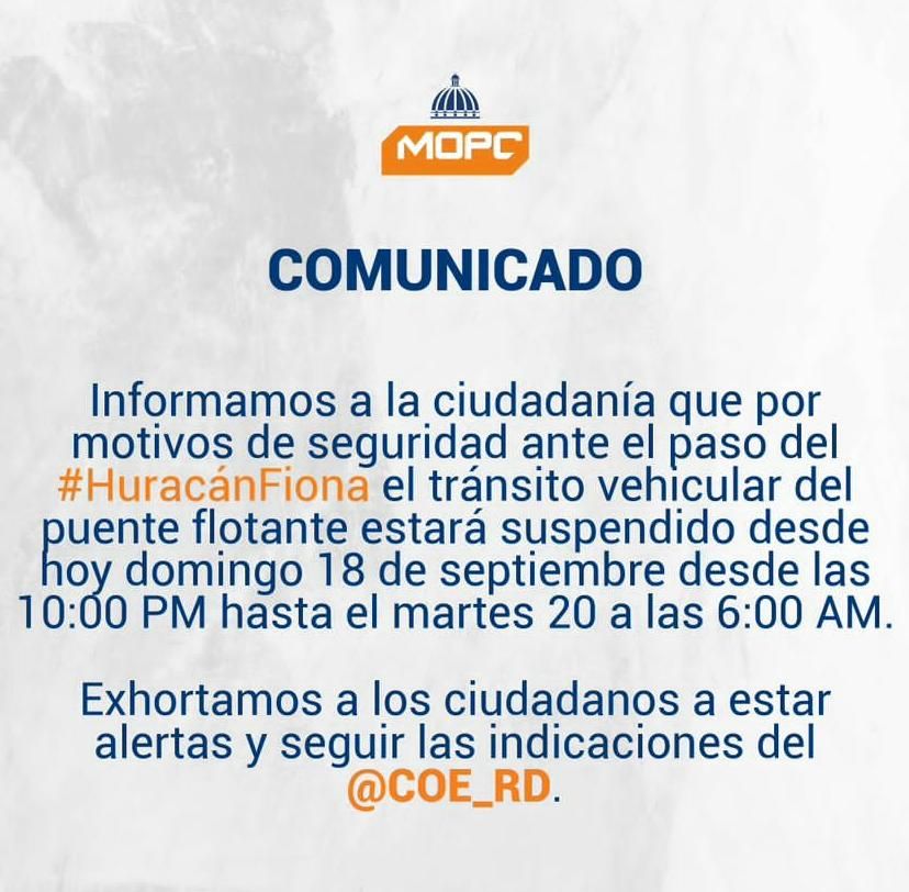 Autoridades cierran puente flotante sobre el Río Ozama