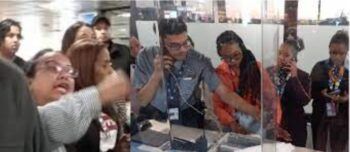 Protesta contra JetBlue en el aeropuerto Las Américas
