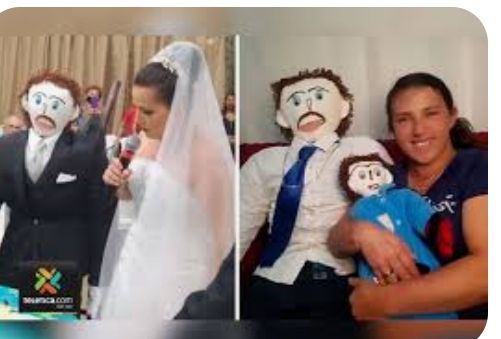 Se casó con un muñeco de trapo para evitar que le peguen cuernos