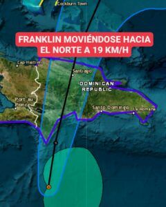 Tormenta tropical Franklin vuelve a tener vientos a 85 kilómetros por horas