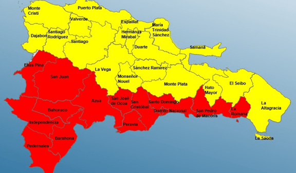 Mantienen todo el país en alertas rojas y amarillas