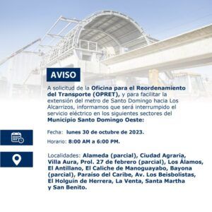 Edesur informa suspensión de servicio eléctrico en sectores de SDO