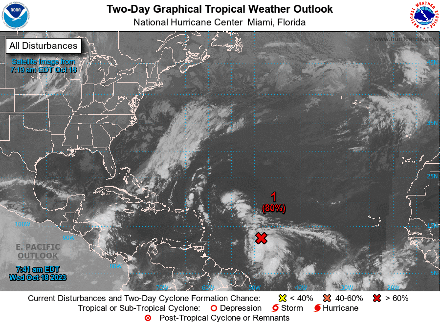 Sistema tropical en mira hacia Antillas Menores