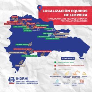 INDRHI moviliza equipos a distintos sistemas de riego afectados por lluvias