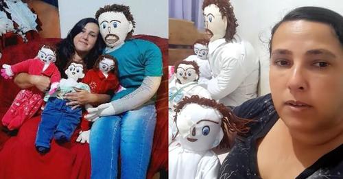 Mujer casada con muñeco de trapo asegura que su vida se complicó tras tener 3 hijos (también muñecos)