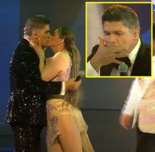 Honey Estrella le planta beso en la boca a Eddy Herrera
