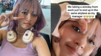 Fingió estar enferma en el trabajo para irse de viaje y se encontró a su jefe en el avión