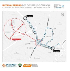 Rutas alternas por construcción de paso a desnivel en Av.27 de Febrero con Isabel Aguiar