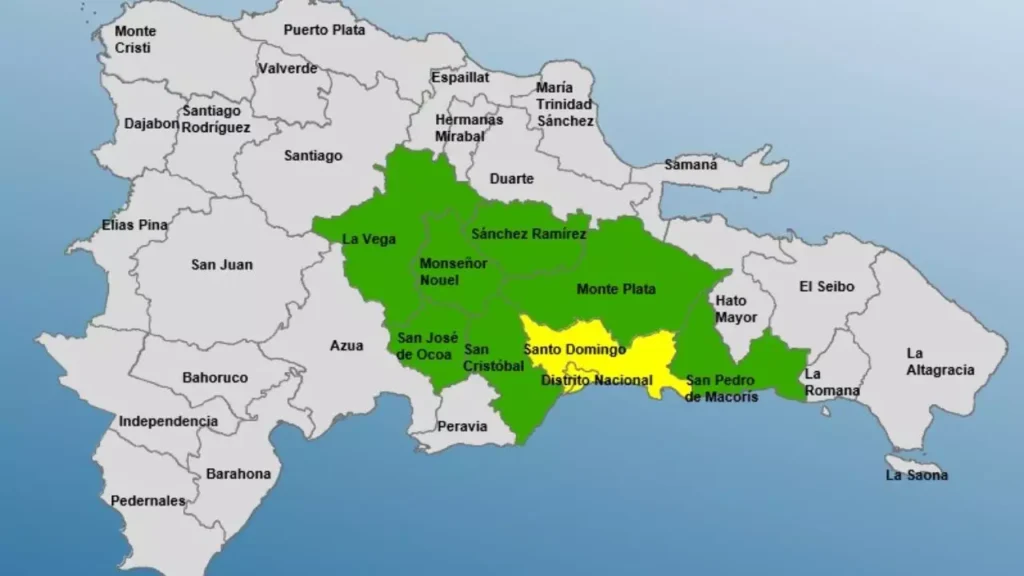 Colocan a Santo Domingo y el Distrito Nacional en alerta amarilla