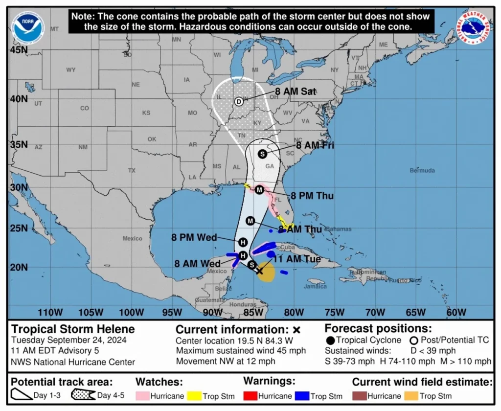 Helene se fortalece en su camino hacia la Florida donde llegará como un gran ciclón