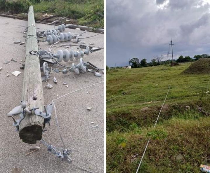 Tornado derribó cinco postes del tendido eléctrico en San Juan, Las Matas de Farfán y Elías Piña