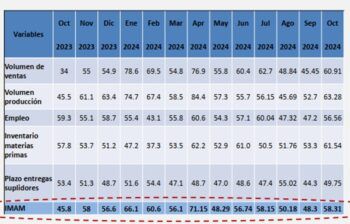 Índice Mensual de Actividad Manufacturera (IMAM) asciende durante el mes de octubre 2024