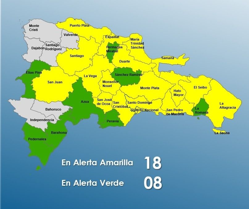 Mantienen 25 provincias y el DN bajo alertas ante posibles inundaciones por lluvias