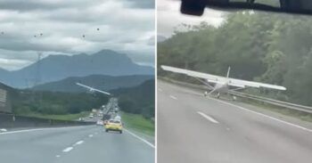 Avioneta aterriza de emergencia entre vehículos en carretera de Brasil