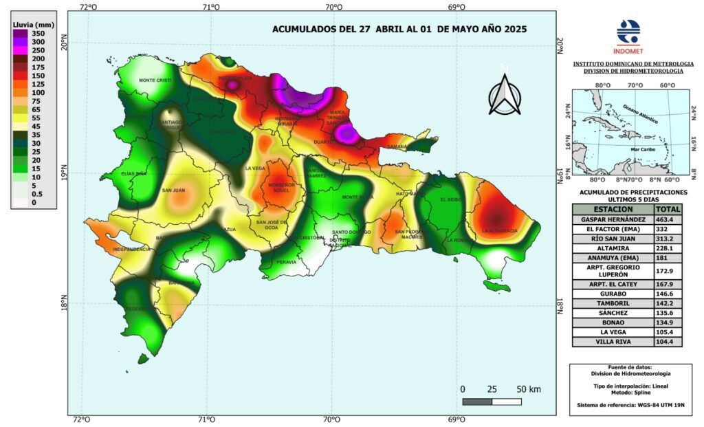 Indomet: Espaillat registra cifras históricas en lluvias