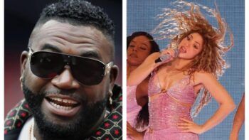 Shakira reta a David Ortiz a bailar en Fenway Park durante su gira 2025