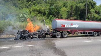 Se incendia camión en la autopista Duarte